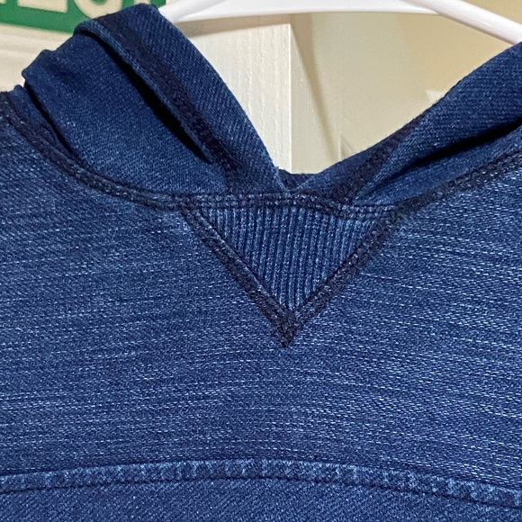 7 For All Mankind Blue Denim OS XS Navy Blue High End Shirt Hoodie - Picture 3 of 6